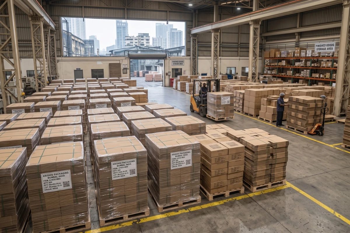 Finished goods warehouse at Krishiv Packaging